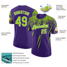 Charger l'image dans la galerie, Custom Purple Neon Green-White Distressed Scratch Brush Stroke Performance T-Shirt
