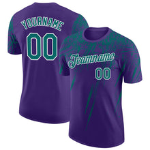 Laden Sie das Bild in den Galerie-Viewer, Custom Purple Teal-White Distressed Scratch Brush Stroke Performance T-Shirt