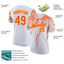 Charger l'image dans la galerie, Custom White Orange-Yellow Distressed Scratch Brush Stroke Performance T-Shirt