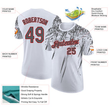 Charger l'image dans la galerie, Custom White Steel Gray-Red Distressed Scratch Brush Stroke Performance T-Shirt