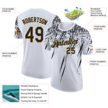 Load image into Gallery viewer, Custom White Black-Old Gold Distressed Scratch Brush Stroke Performance T-Shirt