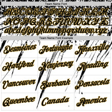 Load image into Gallery viewer, Custom White Black-Old Gold Distressed Scratch Brush Stroke Performance T-Shirt