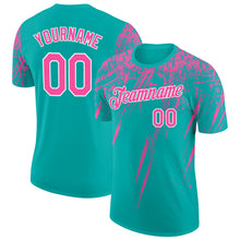 Load image into Gallery viewer, Custom Aqua Pink-White Distressed Scratch Brush Stroke Performance T-Shirt