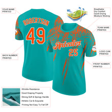 Charger l'image dans la galerie, Custom Aqua Orange-White Distressed Scratch Brush Stroke Performance T-Shirt