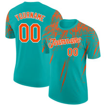 Charger l'image dans la galerie, Custom Aqua Orange-White Distressed Scratch Brush Stroke Performance T-Shirt