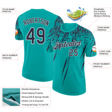 Load image into Gallery viewer, Custom Aqua Navy-White Distressed Scratch Brush Stroke Performance T-Shirt