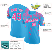 Load image into Gallery viewer, Custom Sky Blue Pink-White Distressed Scratch Brush Stroke Performance T-Shirt