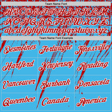 Load image into Gallery viewer, Custom Sky Blue Red-White Distressed Scratch Brush Stroke Performance T-Shirt