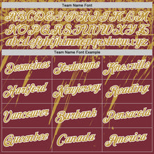 Загрузить изображение в средство просмотра галереи, Custom Burgundy Old Gold-White Distressed Scratch Brush Stroke Performance T-Shirt