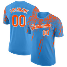 Load image into Gallery viewer, Custom Powder Blue Orange-White Distressed Scratch Brush Stroke Performance T-Shirt