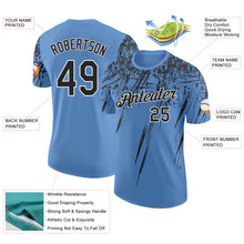 Load image into Gallery viewer, Custom Light Blue Black-White Distressed Scratch Brush Stroke Performance T-Shirt