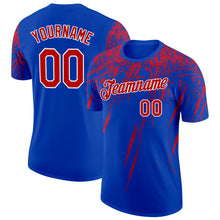 Charger l'image dans la galerie, Custom Thunder Blue Red-White Distressed Scratch Brush Stroke Performance T-Shirt