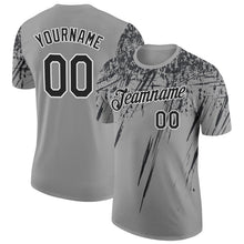 Load image into Gallery viewer, Custom Gray Black-White Distressed Scratch Brush Stroke Performance T-Shirt
