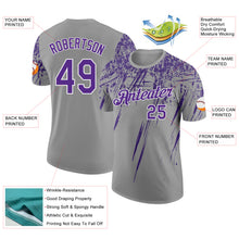 Charger l'image dans la galerie, Custom Gray Purple-White Distressed Scratch Brush Stroke Performance T-Shirt