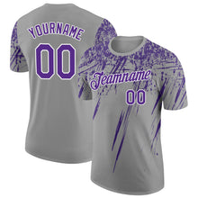 Charger l'image dans la galerie, Custom Gray Purple-White Distressed Scratch Brush Stroke Performance T-Shirt