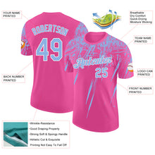 Laden Sie das Bild in den Galerie-Viewer, Custom Pink Light Blue-White Distressed Scratch Brush Stroke Performance T-Shirt