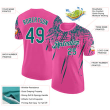Load image into Gallery viewer, Custom Pink Teal-White Distressed Scratch Brush Stroke Performance T-Shirt