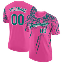 Load image into Gallery viewer, Custom Pink Teal-White Distressed Scratch Brush Stroke Performance T-Shirt