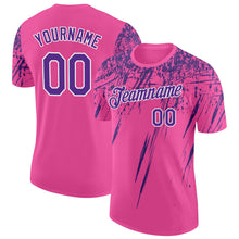 Charger l'image dans la galerie, Custom Pink Purple-White Distressed Scratch Brush Stroke Performance T-Shirt