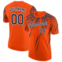 Laden Sie das Bild in den Galerie-Viewer, Custom Orange Navy-White Distressed Scratch Brush Stroke Performance T-Shirt
