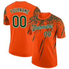 Laden Sie das Bild in den Galerie-Viewer, Custom Orange Green-White Distressed Scratch Brush Stroke Performance T-Shirt