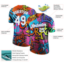 Laden Sie das Bild in den Galerie-Viewer, Custom Graffiti Pattern White-Light Blue Vibrant MulticolorStreet Style Performance T-Shirt