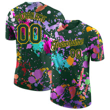 Load image into Gallery viewer, Custom Graffiti Pattern Green-Gold Vibrant Multicolor Paint Splatter Performance T-Shirt