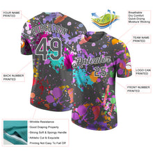 Laden Sie das Bild in den Galerie-Viewer, Custom Graffiti Pattern Steel Gray-White Vibrant Multicolor Paint Splatter Performance T-Shirt