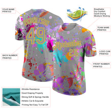 Загрузить изображение в средство просмотра галереи, Custom Graffiti Pattern Gray-Yellow Vibrant Multicolor Paint Splatter Performance T-Shirt