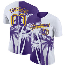 Загрузить изображение в средство просмотра галереи, Custom White Purple-Yellow Hawaii Tropical Coastal Palm Trees Performance T-Shirt