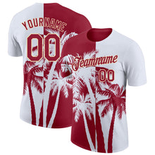 Laden Sie das Bild in den Galerie-Viewer, Custom White Crimson-Cream Hawaii Tropical Coastal Palm Trees Performance T-Shirt