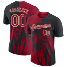 Laden Sie das Bild in den Galerie-Viewer, Custom Black Crimson-City Cream Hawaii Tropical Coastal Palm Trees Performance T-Shirt