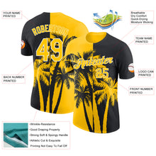 Laden Sie das Bild in den Galerie-Viewer, Custom Black Yellow-White Hawaii Tropical Coastal Palm Trees Performance T-Shirt