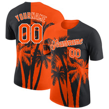 Загрузить изображение в средство просмотра галереи, Custom Black Orange-White Hawaii Tropical Coastal Palm Trees Performance T-Shirt