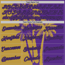 Load image into Gallery viewer, Custom Purple Old Gold-Black Hawaii Tropical Coastal Palm Trees Performance T-Shirt