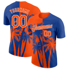 Load image into Gallery viewer, Custom Royal Orange-White Hawaii Tropical Coastal Palm Trees Performance T-Shirt