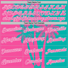 Load image into Gallery viewer, Custom Aqua Pink-White Hawaii Tropical Coastal Palm Trees Performance T-Shirt