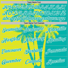Laden Sie das Bild in den Galerie-Viewer, Custom Aqua Neon Yellow-White Hawaii Tropical Coastal Palm Trees Performance T-Shirt