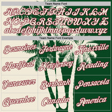 Загрузить изображение в средство просмотра галереи, Custom Green Cream-Crimson Hawaii Tropical Coastal Palm Trees Performance T-Shirt