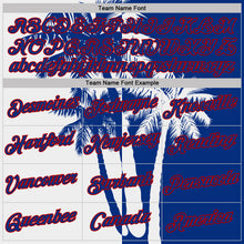 Загрузить изображение в средство просмотра галереи, Custom Royal White-Red Hawaii Tropical Coastal Palm Trees Performance T-Shirt