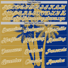 Загрузить изображение в средство просмотра галереи, Custom Royal Old Gold-White Hawaii Tropical Coastal Palm Trees Performance T-Shirt