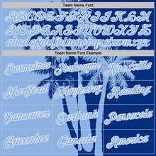 Загрузить изображение в средство просмотра галереи, Custom Royal Light Blue-White Hawaii Tropical Coastal Palm Trees Performance T-Shirt