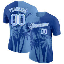 Загрузить изображение в средство просмотра галереи, Custom Royal Light Blue-White Hawaii Tropical Coastal Palm Trees Performance T-Shirt