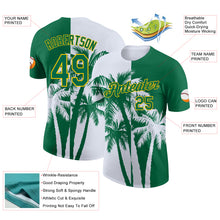 Load image into Gallery viewer, Custom Kelly Green White-Yellow Hawaii Tropical Coastal Palm Trees Performance T-Shirt