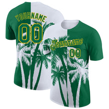 Load image into Gallery viewer, Custom Kelly Green White-Yellow Hawaii Tropical Coastal Palm Trees Performance T-Shirt