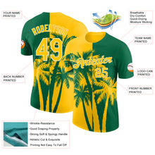 Load image into Gallery viewer, Custom Kelly Green Yellow-White Hawaii Tropical Coastal Palm Trees Performance T-Shirt