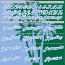 Laden Sie das Bild in den Galerie-Viewer, Custom Kelly Green Light Blue-White Hawaii Tropical Coastal Palm Trees Performance T-Shirt
