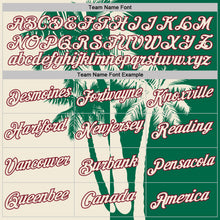 Charger l'image dans la galerie, Custom Kelly Green Cream-Crimson Hawaii Tropical Coastal Palm Trees Performance T-Shirt