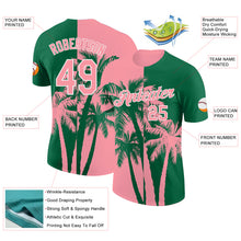 Загрузить изображение в средство просмотра галереи, Custom Kelly Green Medium Pink-White Hawaii Tropical Coastal Palm Trees Performance T-Shirt
