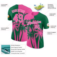 Laden Sie das Bild in den Galerie-Viewer, Custom Kelly Green Pink-White Hawaii Tropical Coastal Palm Trees Performance T-Shirt